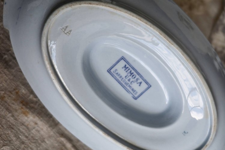 Saucière antique faïence U&C Sarreguemines - Modèle Mimosa
