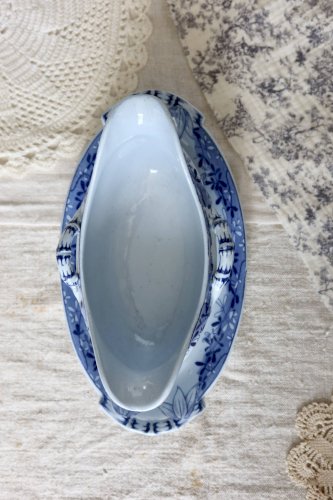 Saucière antique faïence U&C Sarreguemines - Modèle Mimosa