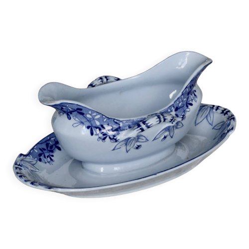 Saucière antique faïence U&C Sarreguemines - Modèle Mimosa