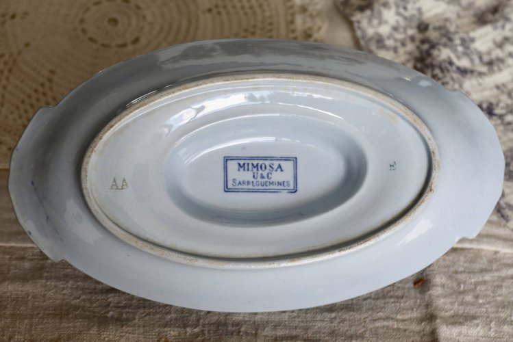 Saucière antique faïence U&C Sarreguemines - Modèle Mimosa