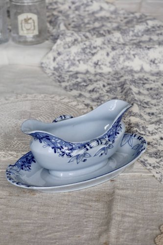 Saucière antique faïence U&C Sarreguemines - Modèle Mimosa