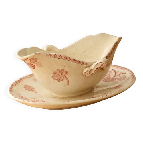 Saucière antique terre de fer rouge Lunéville modèle Lucien