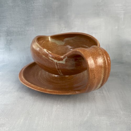 Saucière en céramique grès de Puisaye signé Daniel Auger