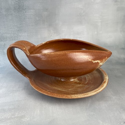 Saucière en céramique grès de Puisaye signé Daniel Auger