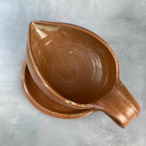 Saucière en céramique grès de Puisaye signé Daniel Auger