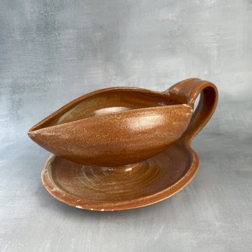 Saucière en céramique grès de Puisaye signé Daniel Auger