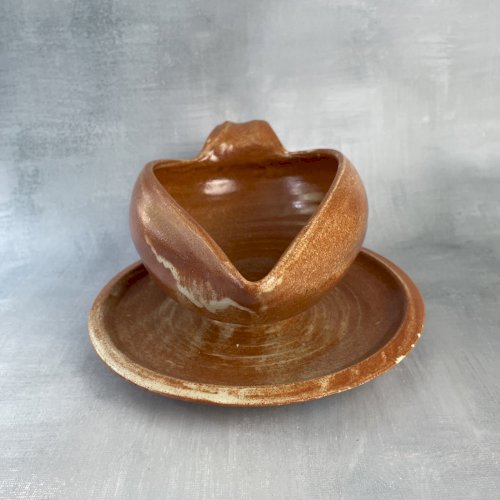 Saucière en céramique grès de Puisaye signé Daniel Auger