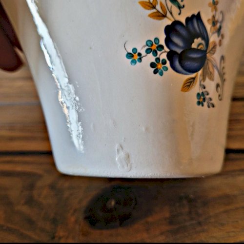 Saucière Moulin des Loups Volubilis, fleurs bleues et dorure