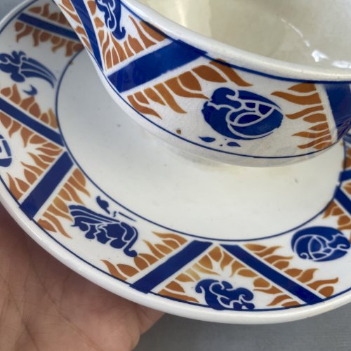 Saucière Orchies Moulin des loups et Hamage décor CANADA orange & bleu