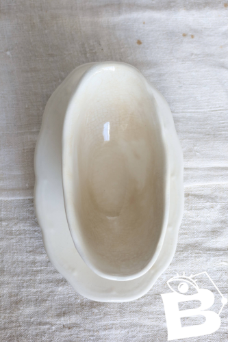 Saucière vintage faïence bleue & blanche – Boch La Louvière