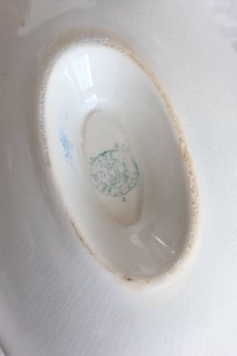 Saucière vintage faïence bleue & blanche – Boch La Louvière