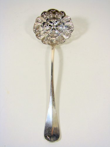 Saupoudreuse Métal Argenté Décor Uniplat Monogramme L- 20,5 cm, TBE 