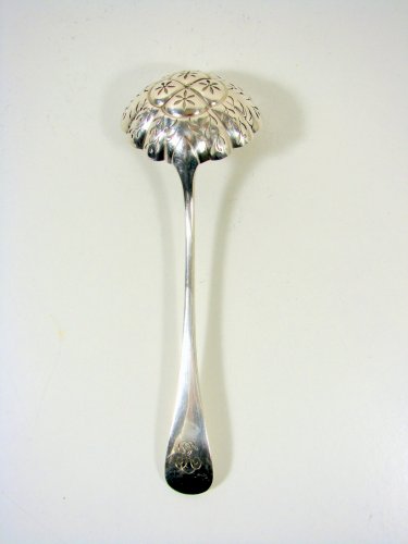Saupoudreuse Métal Argenté Décor Uniplat Monogramme L- 20,5 cm, TBE 