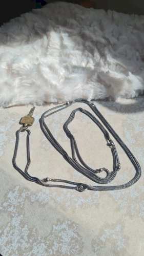 sautoir Ancien - chaine longue de montre à gousset et clé