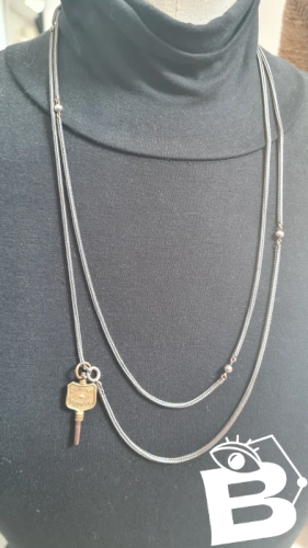 sautoir Ancien - chaine longue de montre à gousset et clé