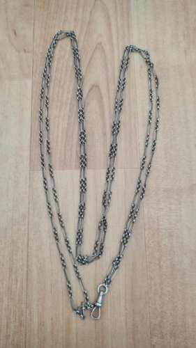 sautoir ancien -collier- chaine à gousset très longue en argent
