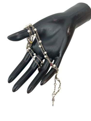 Sautoir/collier/bracelet ancien Polyvalent vers 1900 Argent Perles Fantaisies