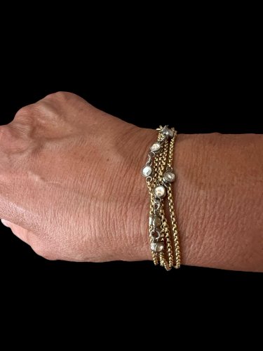 Sautoir/collier/bracelet ancien  Polyvalent vers 1900 plaqué or Classique Chic