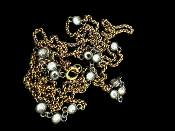 Sautoir/collier/bracelet ancien  Polyvalent vers 1900 plaqué or Classique Chic