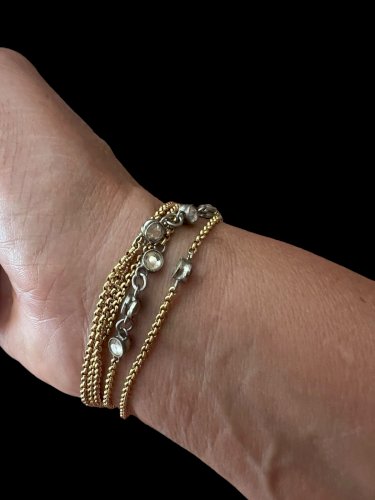 Sautoir/collier/bracelet ancien  Polyvalent vers 1900 plaqué or Classique Chic