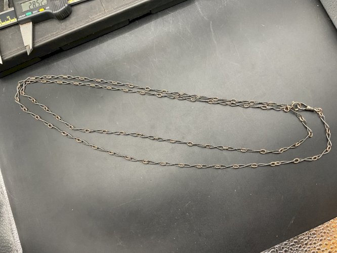 Sautoirs Chaine de Montre CHATELAINE en Argent niellée  XIXème .146cm