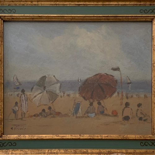 Scène de plage par Henri Saint-Clair (1899-1990) gouache sur carton A5870