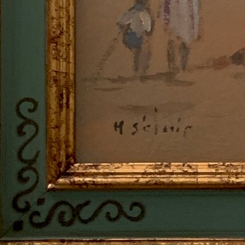 Scène de plage par Henri Saint-Clair (1899-1990) gouache sur carton A5870