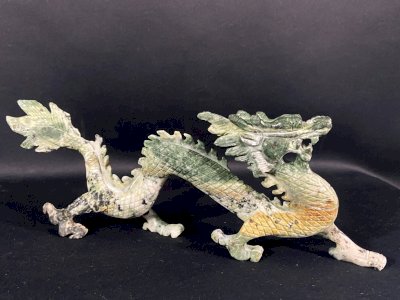 Chinese imperial dragon sculpture in jade or serpentine jade China