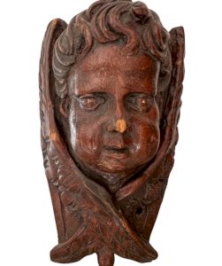 Sculpture bois XVIIIe siècle ancienne chérubin angelot Religieux