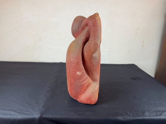 sculpture cubiste brutaliste signée M . BARRAU