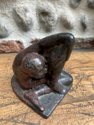 sculpture Curiosité Femme Art Deco A Identifier contorsionniste 1950 Terre Cuite