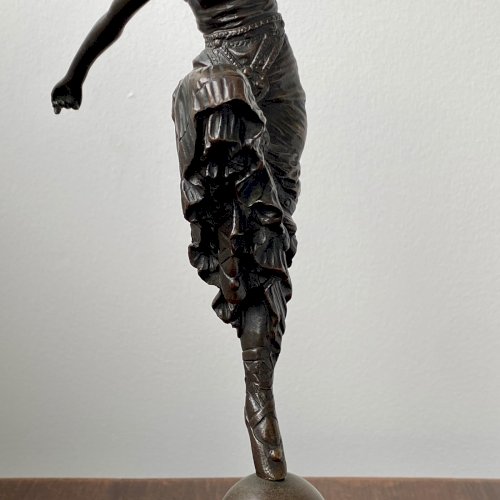 Sculpture danseuse Art Déco 1930 patine chocolatée socle marbre noir M3974