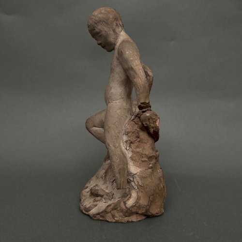 Sculpture d'atelier par Charles Filleul jeune homme en terre cuite M3417