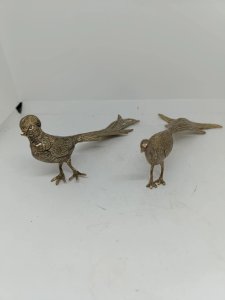 Silver-plated brass pheasant sculpture? 20th century in good condition.
