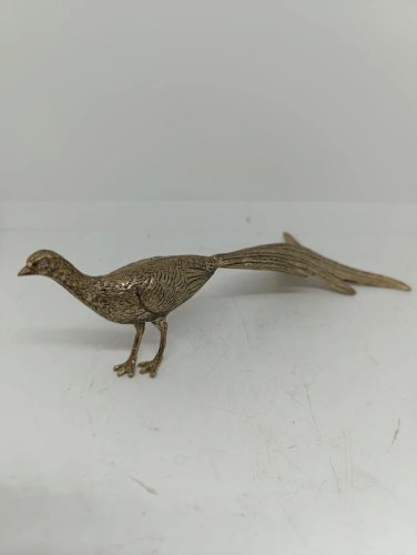 sculpture de faisan en laiton argente ? 20eme siecle en bon etat