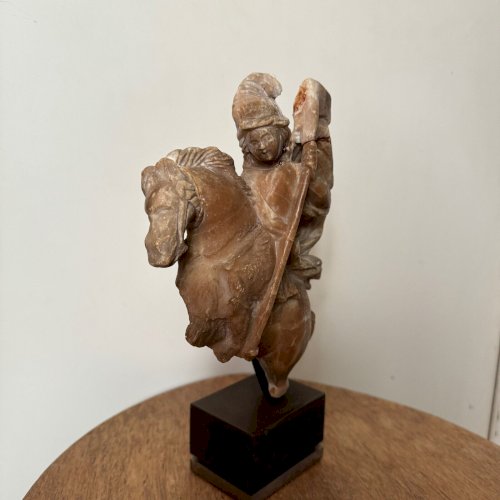 Sculpture en albâtre Saint Georges terrassant le dragon XVIIe M3493