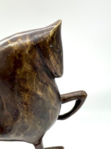 Sculpture en bronze cheval stylisé – Art moderne brutalisme – 24 cm patiné
