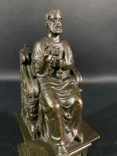 Sculpture en bronze fin XIXe au Saint Pierre sur son trône Arnolfo di Cambio