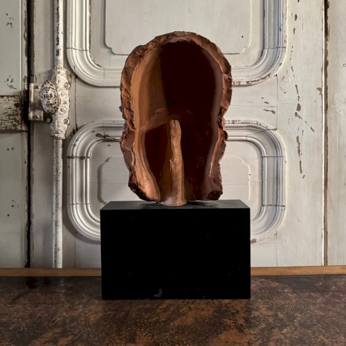 Sculpture en terre cuite masque d'homme par Charles Filleul XXe M3553