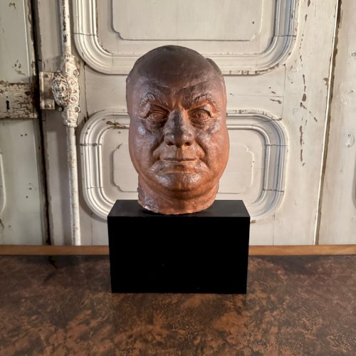Sculpture en terre cuite masque d'homme par Charles Filleul XXe M3553