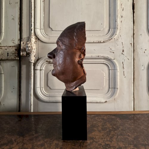 Sculpture en terre cuite masque d'homme par Charles Filleul XXe M3553
