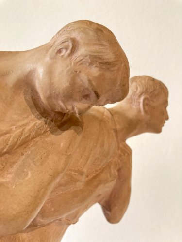 Sculpture en terre "Les haleurs", signée JC Guéro, années 1920-30