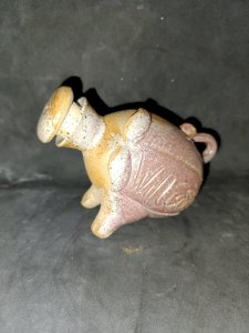 ceramic bottle sculpture in the shape of a pig signed willi soili? in good condition
