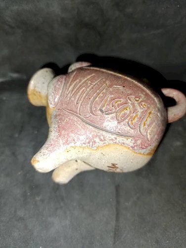 sculpture flacon en gres forme cochon signé willi soili? en bon etat