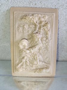 Sculpture fountain petrifying representing the pastoral of Antoine Watteau in good condition.