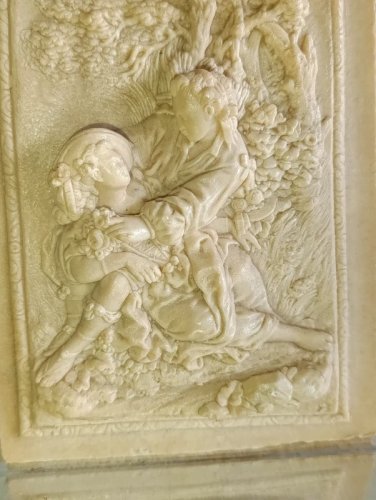 sculpture fontaine petrifiante representant la pastorale dantoine watteau en bon etat