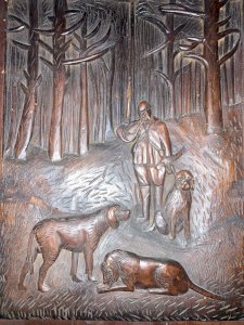 Black Forest Sculpture Hunting Dog Wood Carved Folk Art