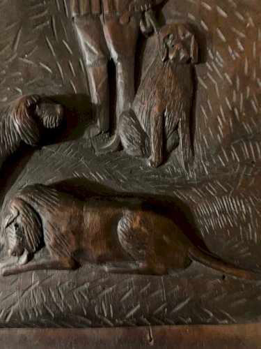 Sculpture Forêt Noire Chasse Chien Bois Sculpté Art Brut Populaire
