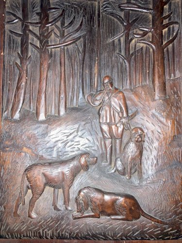 Sculpture Forêt Noire Chasse Chien Bois Sculpté Art Brut Populaire
