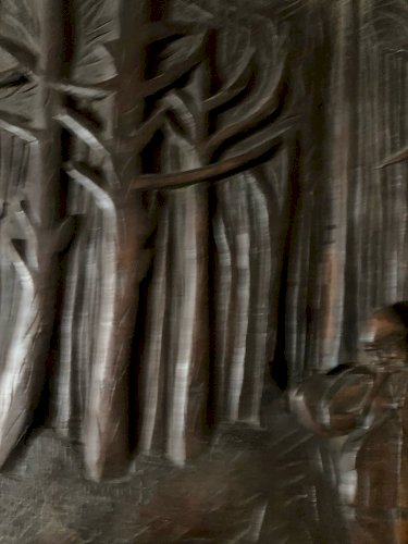 Sculpture Forêt Noire Chasse Chien Bois Sculpté Art Brut Populaire